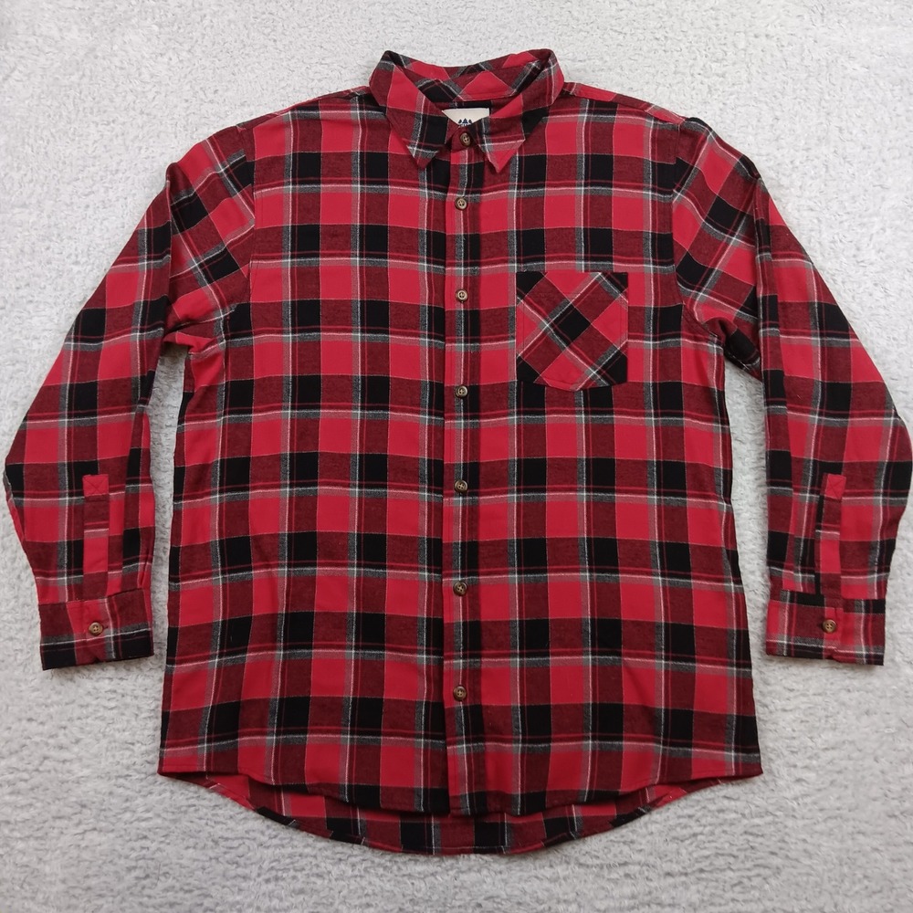 Northeast Outfitters Flannel Shirt Mens XL Red Black Plaid Button Down Long Slv